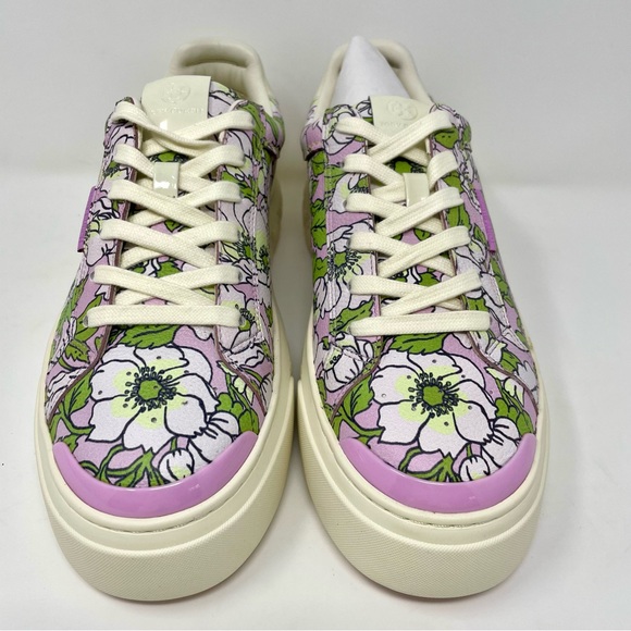 Tory Burch Ladybug Sneaker in Purple Bold Flowers / Oyster Size 9 New - Picture 2 of 14